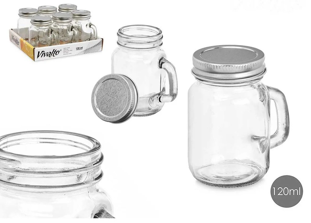 Βάζο Vivalto Διαφανές Ασημί 120 ml (x6)