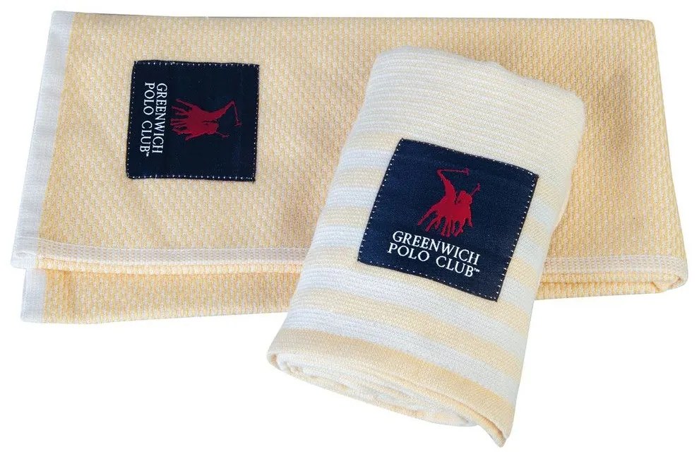 Πετσέτες Κουζίνας 2708 (Σετ 2τμχ) Yellow-white Greenwich Polo Club 40x60cm 100% Cotton