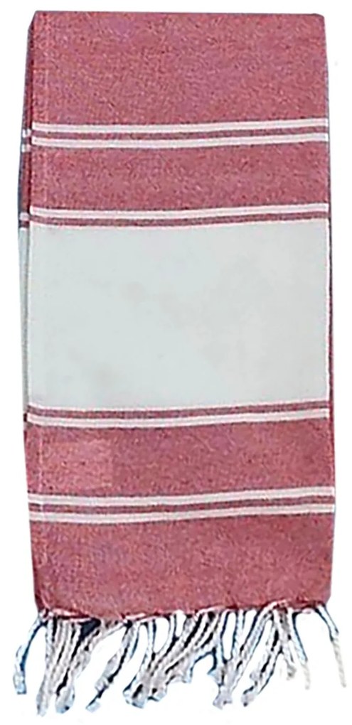 Πετσέτα Θαλάσσης Pestemal Λευκή Φάσα ~280g 90x180cm SummerTiempo 623191 Κόκκινο 42-3171-RED