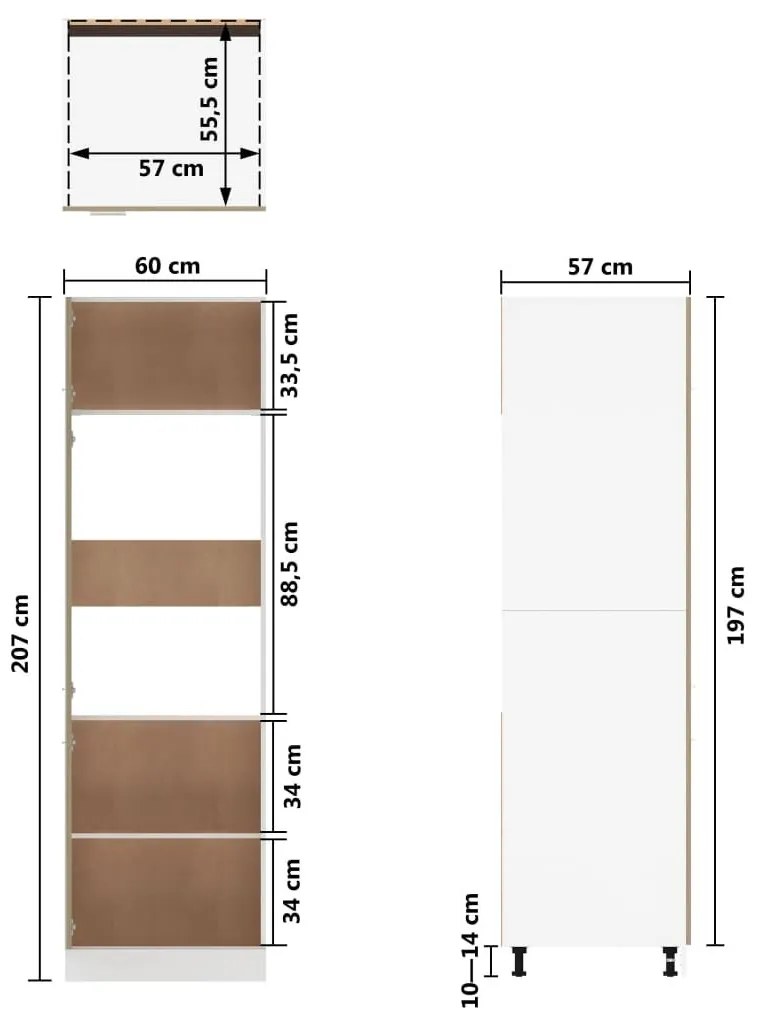 Ντουλάπι Ψυγείου Sonoma Δρυς 60x57x207 εκ. Επεξ. Ξύλο - Καφέ