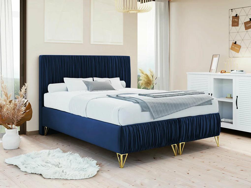Κρεβάτι Logan 112, Διπλό, Μπλε, 160x200, Ταπισερί, Τάβλες για Κρεβάτι, 160x209x120cm, 152 kg, Στρώμα: Ναι | Epipla1.gr