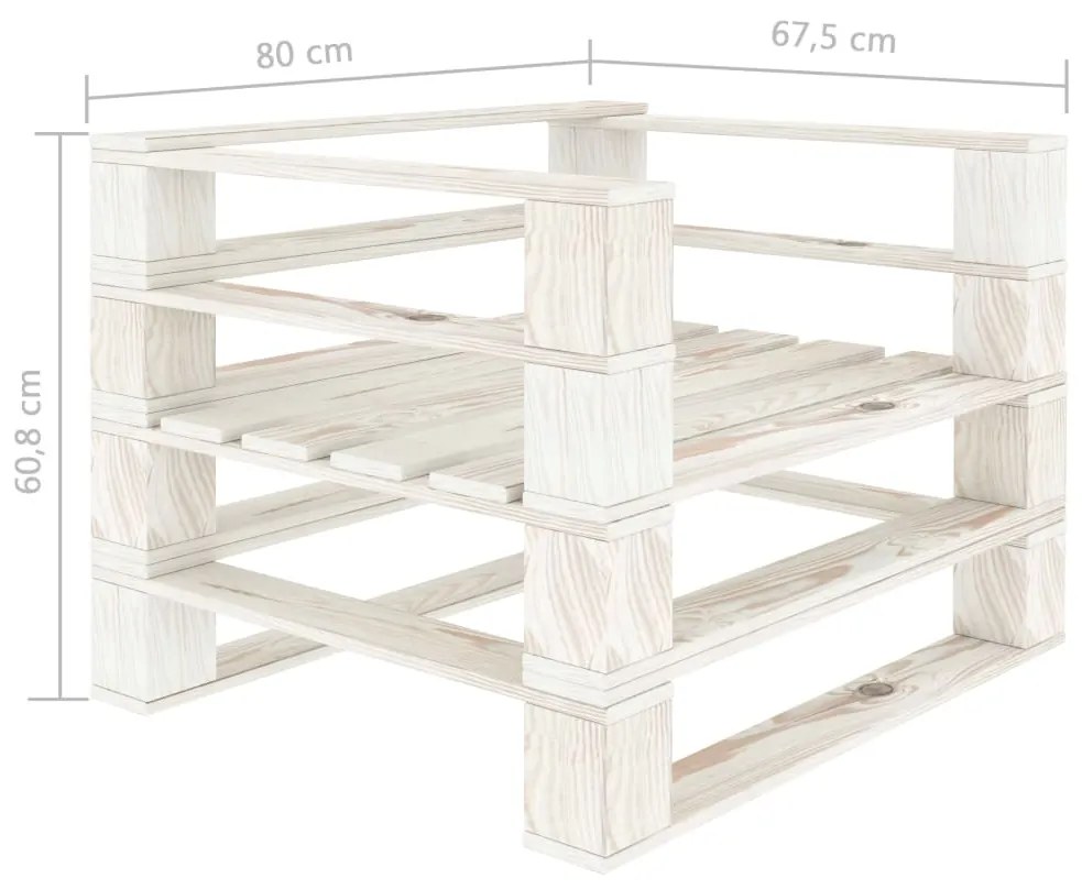 Πολυθρόνα Κήπου από Παλέτες Λευκή Ξύλινη - Λευκό