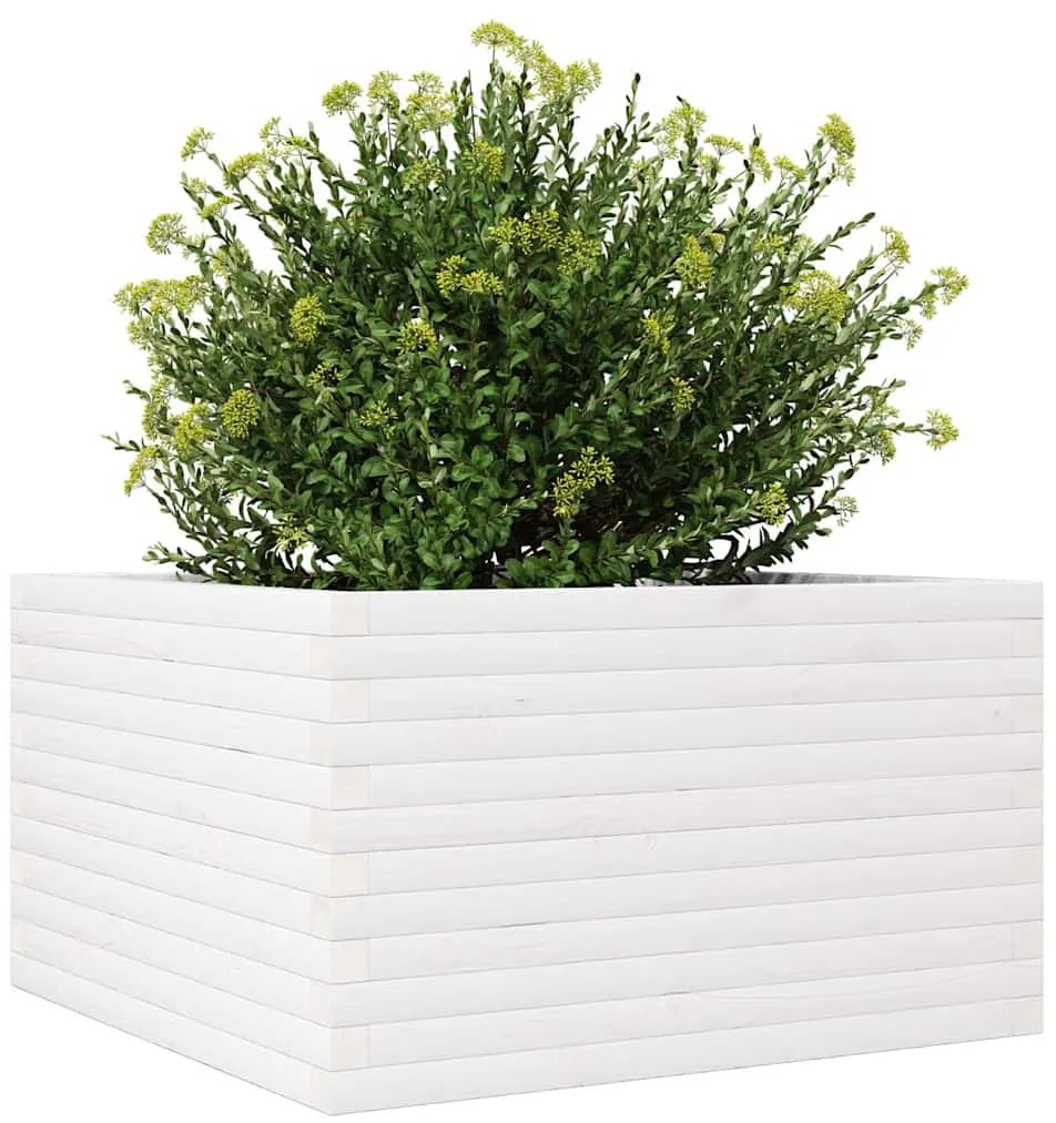 vidaXL Ζαρντινιέρα Κήπου Λευκή 80x80x46 εκ. από Μασίφ Ξύλο Πεύκου