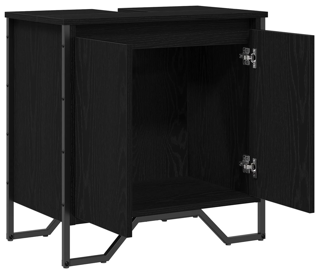 vidaXL Ντουλάπα Νιπτήρα Μπάνιου Μαύρου Δρυού 60x35x60 εκ Κατασκευασμένο Ξύλο