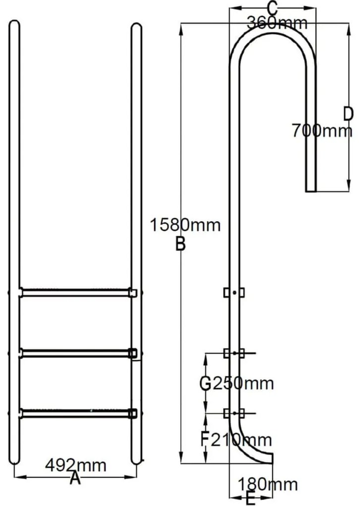 vidaXL Σκάλα Πισίνας με 3 Σκαλοπάτια 120 εκ. από Ανοξείδωτο Ατσάλι 304