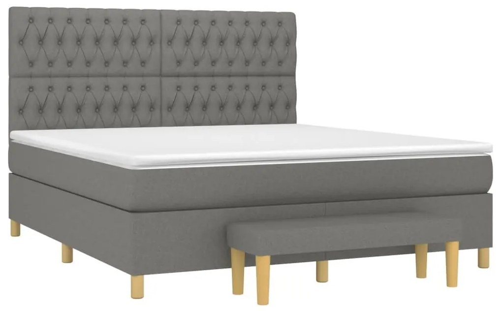 Κρεβάτι Boxspring με Στρώμα Σκούρο Γκρι 180x200 εκ Υφασμάτιν - Γκρι