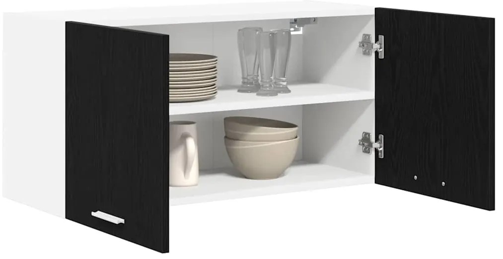 vidaXL Κρεμαστό ντουλάπι Μαύρη Οξυά 80 x 31 x 40 εκ Επεξεργασμένο ξύλο