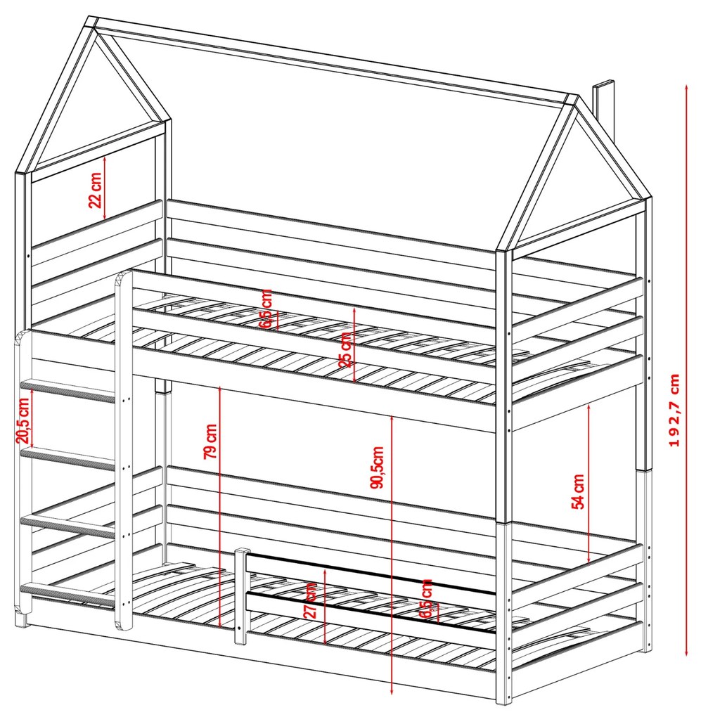 Κουκέτα Σπιτάκι Montessori Axel από μασίφ ξύλο Graphite  90×200cm  (Δώρο 10% Έκπτωση στα Στρώματα)