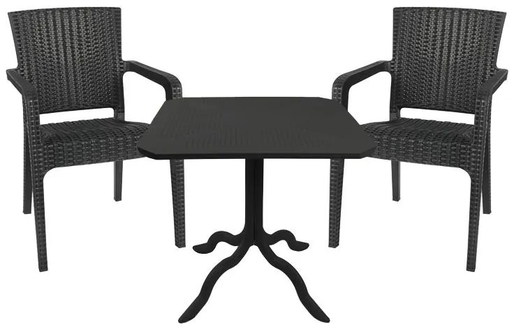 Τραπεζαρία Groovy-Halcyon σετ 3τεμ PP ανθρακί 80x80x74,5εκ. 80x80x74.5 εκ.