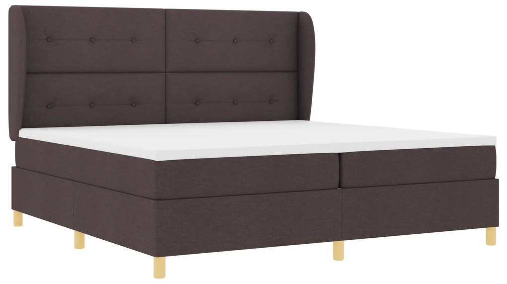 vidaXL κρεβάτι Box Spring με στρώμα - Σκούρο Καφέ, 200x200 εκ., Ύφασμα