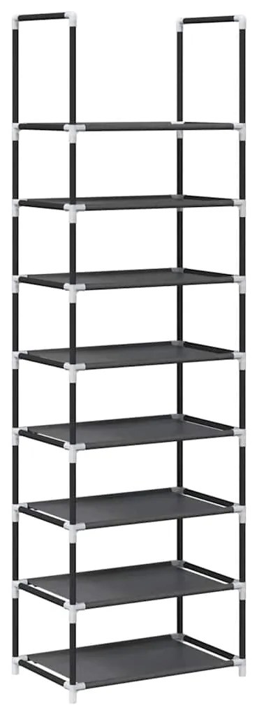 Ράφι παπουτσιών 8-βαθμίδων μαύρο 44x28x145cm μη υφασμένο ύφασμα - Μαύρο
