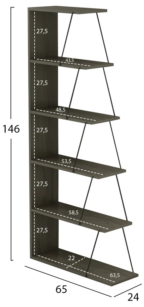 ΒΙΒΛΙΟΘΗΚΗ ΜΙΝΙ TARS HM2241.13 OLIVE GREY ME ΜΑΥΡΕΣ ΒΕΡΓΕΣ 65x22-24x146Υεκ. - 0533985 - HM2241.13