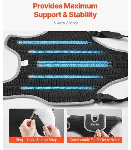 VEVOR Dog Back Brace Adjustable Dog Spine Support Harness for IVDD Pain Relief