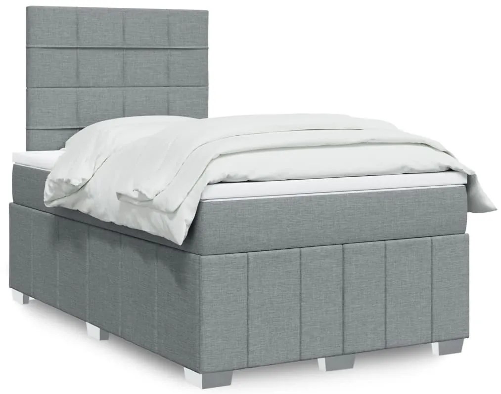 vidaXL Κρεβάτι Boxspring με Στρώμα Ανοιχτό Γκρι 120x190 εκ. Υφασμάτινο