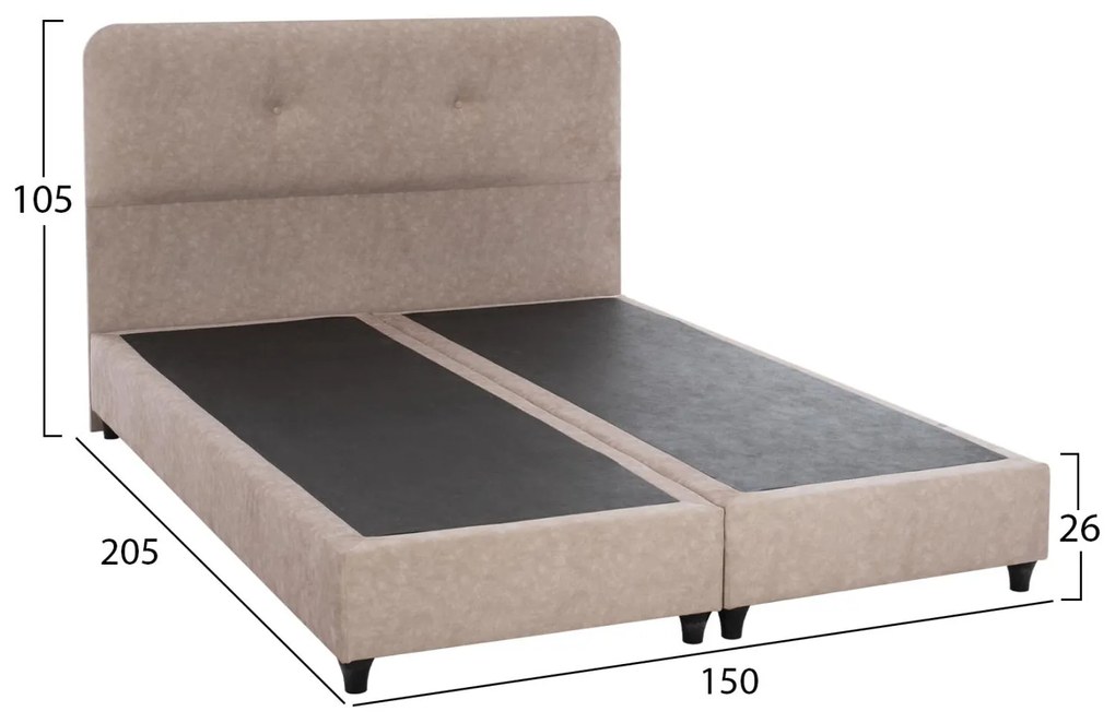 Επενδυμένο Κρεβάτι DOLORES Διπλό Nubuck Μπέζ 150x200 εκ. 150x205x105 εκ.
