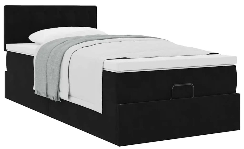Οθωμανικό κρεβάτι με στρώμα Μαύρο 80x200cm Velvet 3311881