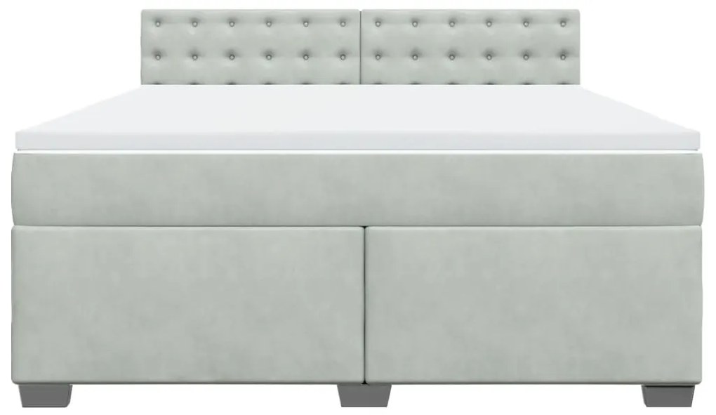 vidaXL Κρεβάτι Boxspring με Στρώμα Ανοιχτό Γκρι 180x200 εκ. Βελούδινο