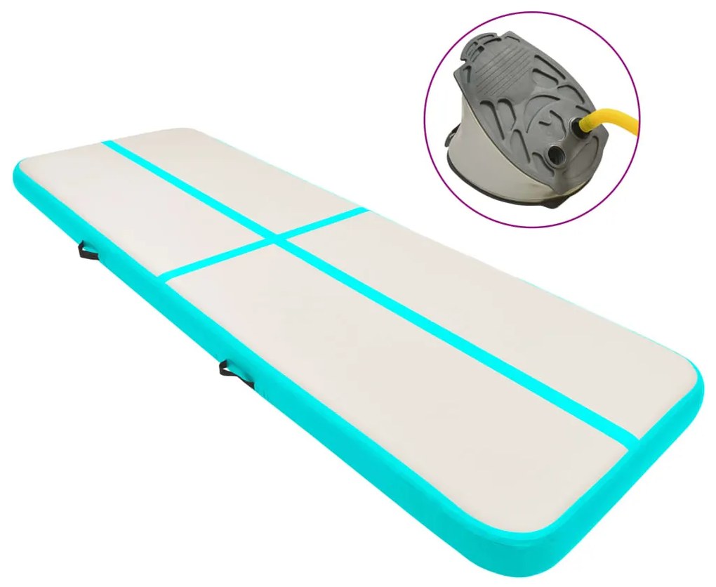 vidaXL Στρώμα Ενόργανης Φουσκωτό Πράσινο 500x100x15 εκ. PVC με Τρόμπα