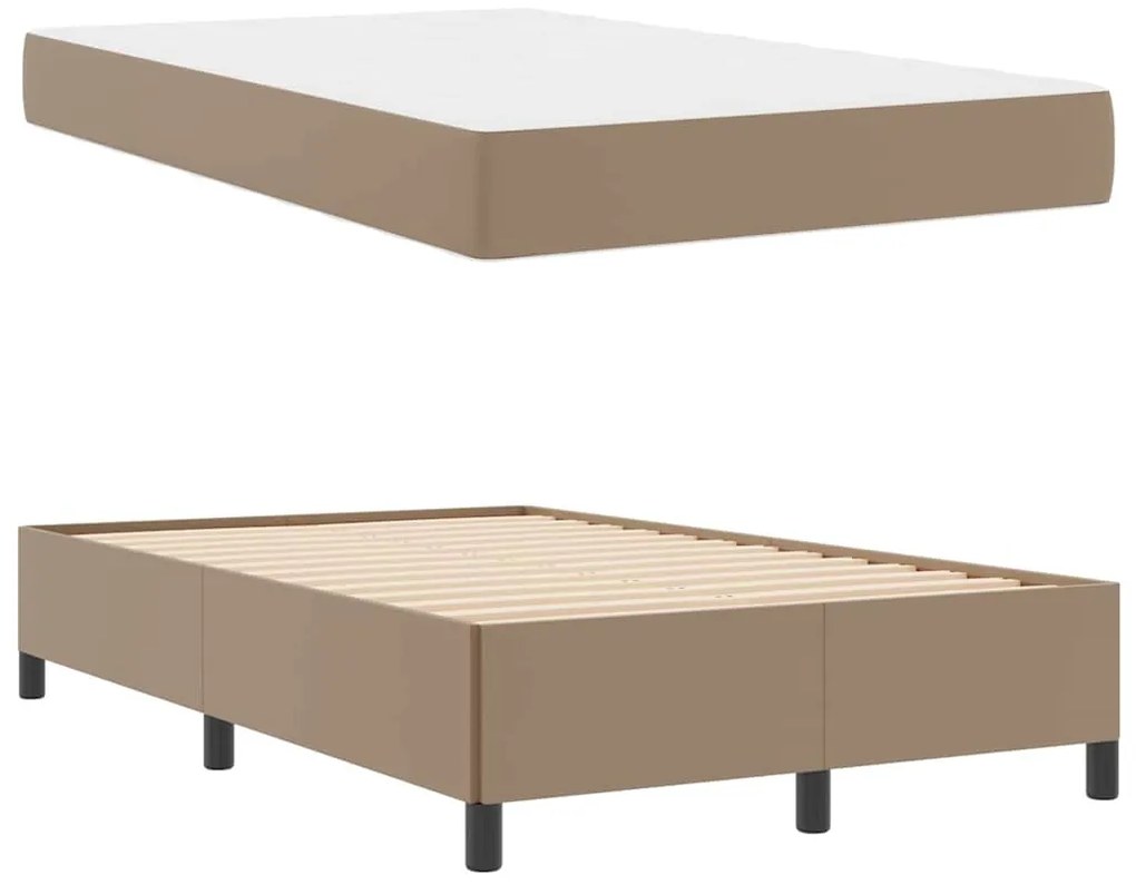 vidaXL Σκελετός Κρεβατιού με στρώμα Καπουτσίνο 120 x 200 cm ύφασμα