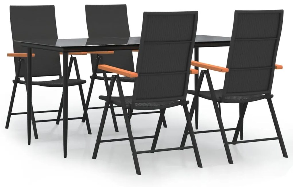 vidaXL Σετ Τραπεζαρίας Κήπου 5 Τεμαχίων Μαύρο/Καφέ από Συνθετικό Ρατάν