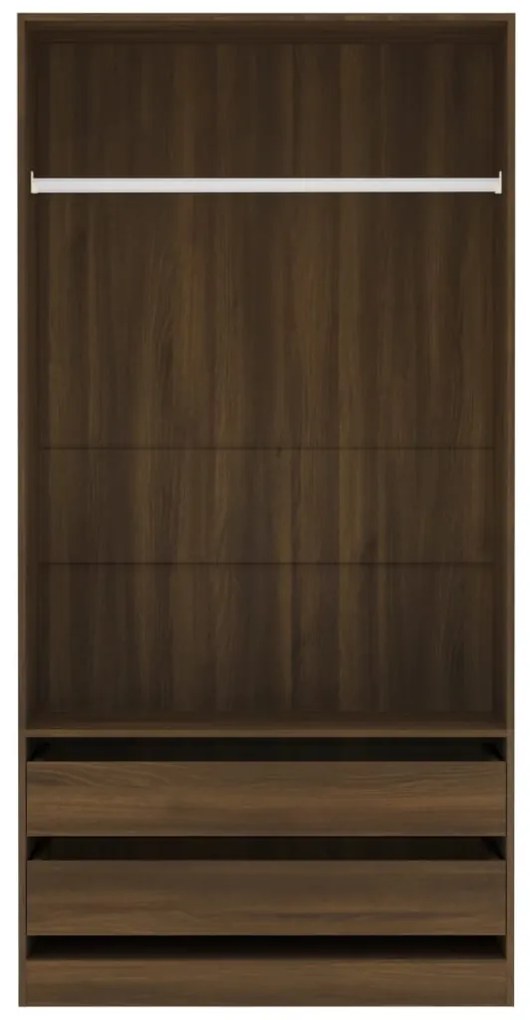 vidaXL Ντουλάπα Καφέ Δρυς 100x50x200 εκ. από Επεξεργασμένο Ξύλο