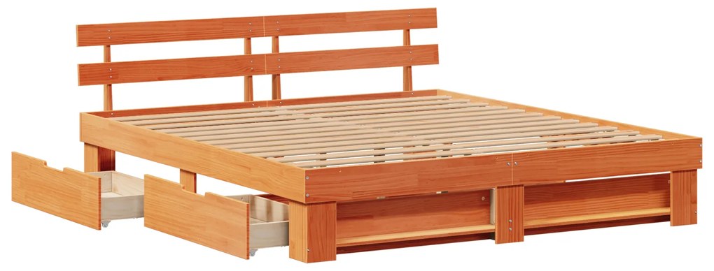 vidaXL Σκελετός Κρεβατιού Καφέ κεριού 180 x 200 cm Στερεό Ξύλο