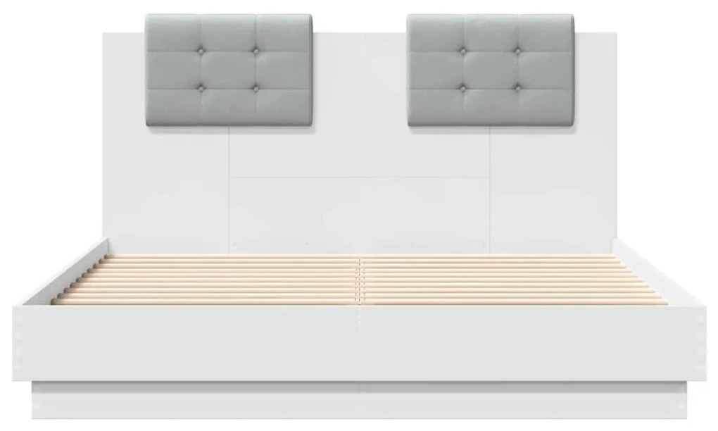 Πλαίσιο Κρεβατιού με Κεφαλάρι/LED Λευκό 140x190 εκ. - Λευκό
