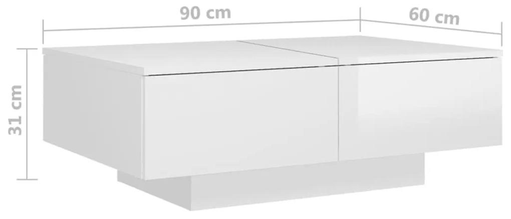 Τραπεζάκι Σαλονιού Γυαλιστερό Λευκό 90x60x31 εκ. Μοριοσανίδα - Λευκό