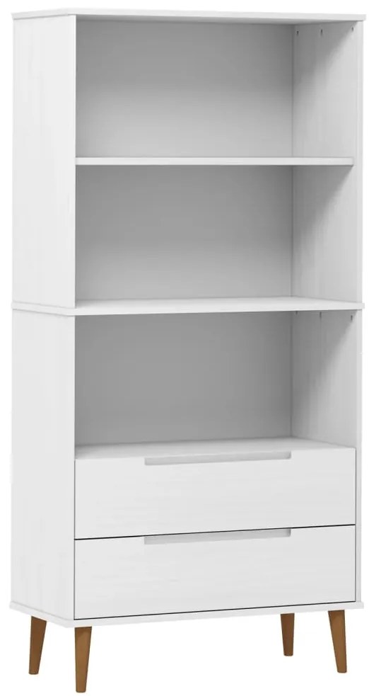 vidaXL Βιβλιοθήκη MOLDE Λευκή 85x35x170,5 εκ. από Μασίφ Ξύλο Πεύκου