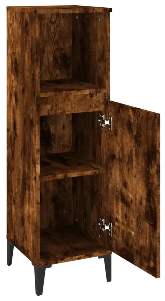 vidaXL Ντουλάπι Μπάνιου Καπνιστή Δρυς 30x30x100 εκ. Επεξεργασμένο Ξύλο