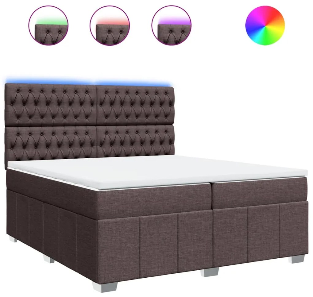 vidaXL Κρεβάτι Boxspring με Στρώμα Σκούρο Καφέ 200x200 εκ. Υφασμάτινο