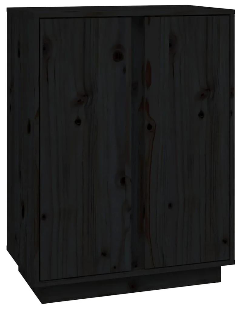 Ντουλάπι Μαύρος 60x35x80 εκ. από Μασίφ Ξύλο Πεύκου - Μαύρο