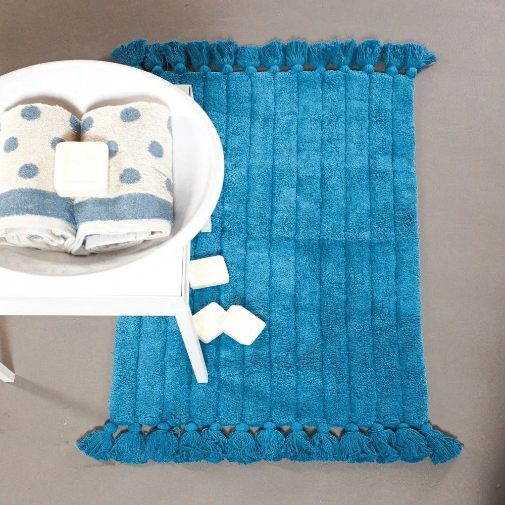 Πατάκι Μπάνιου Nova 01 Blue Kentia 60 x 90 100% Cotton