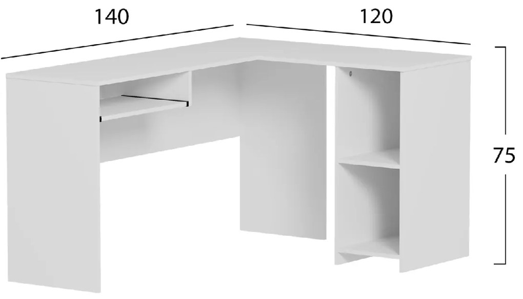 ΓΩΝΙΑΚΟ ΓΡΑΦΕΙΟ SHIG HM2135.03 MDF ΣΕ ΛΕΥΚΟ 140x120x75Υεκ