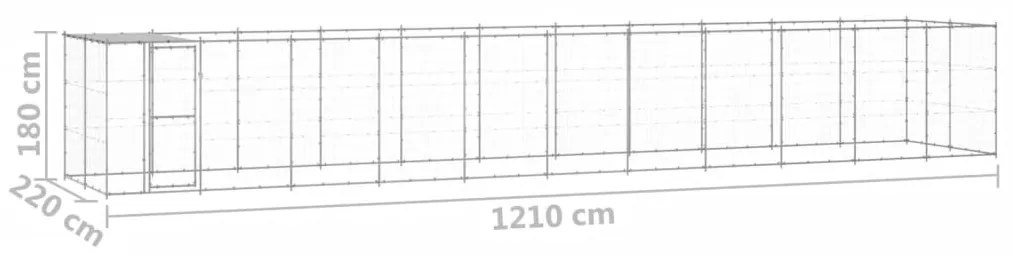 vidaXL Κλουβί Σκύλου Εξ. Χώρου με Στέγαστρο 26,62 μ² Γαλβ. Χάλυβας