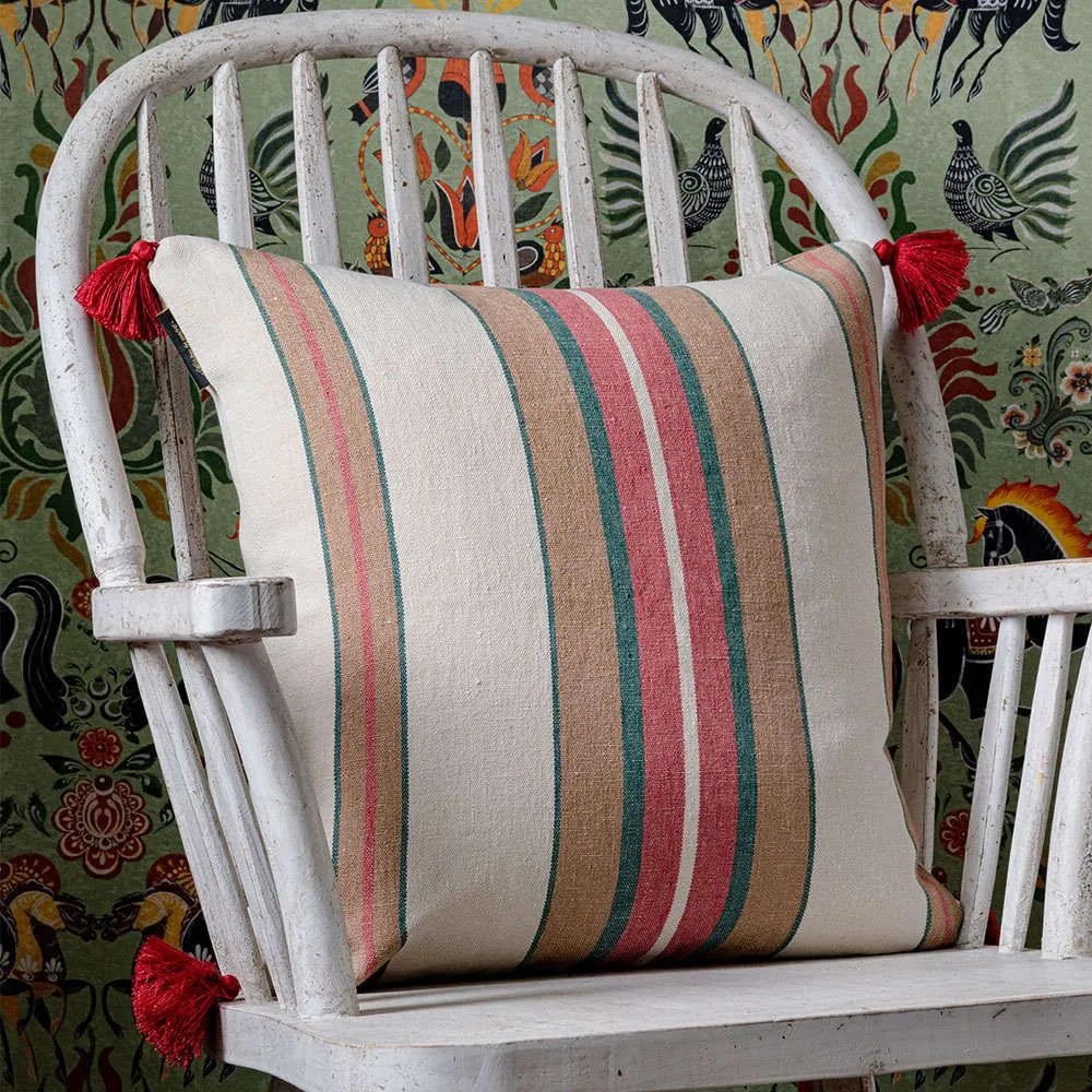Μαξιλάρι Διακοσμητικό (Με Γέμιση) Herina Stripe LC40095 50x50 Brown-Red-Green MindTheGap 50Χ50 Feather