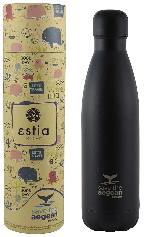 Θερμός Save The Aegean Black Matte 750ml Estia 01-9816