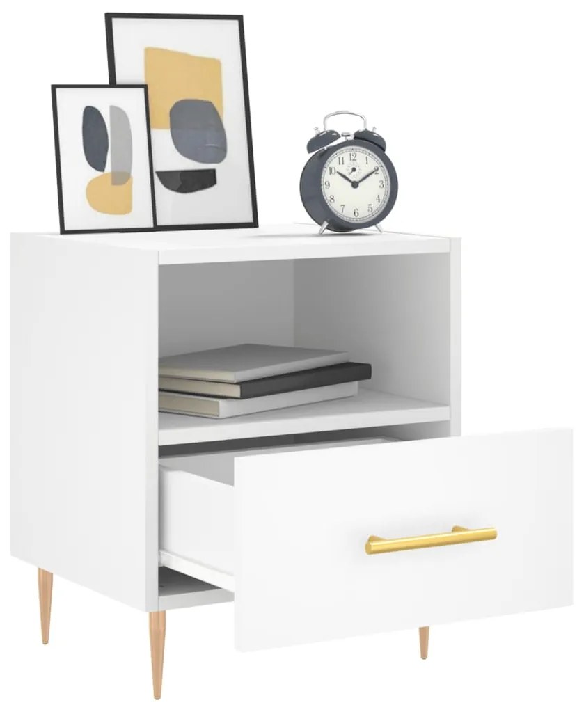 vidaXL Κομοδίνο Λευκό 40 x 35 x 47,5 εκ. από Επεξεργασμένο Ξύλο