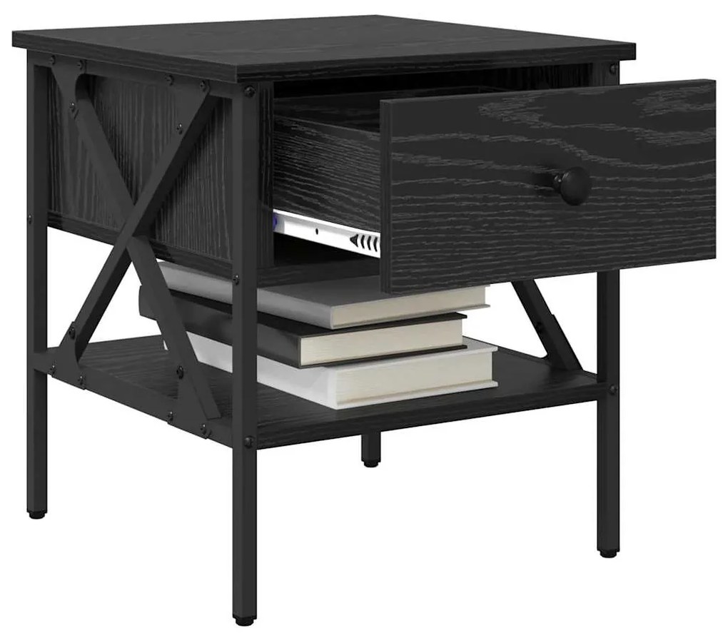 vidaXL Κομοδίνο με συρτάρι 2 pcs Μαύρη δρυς 40 x 42 x 45 εκ.