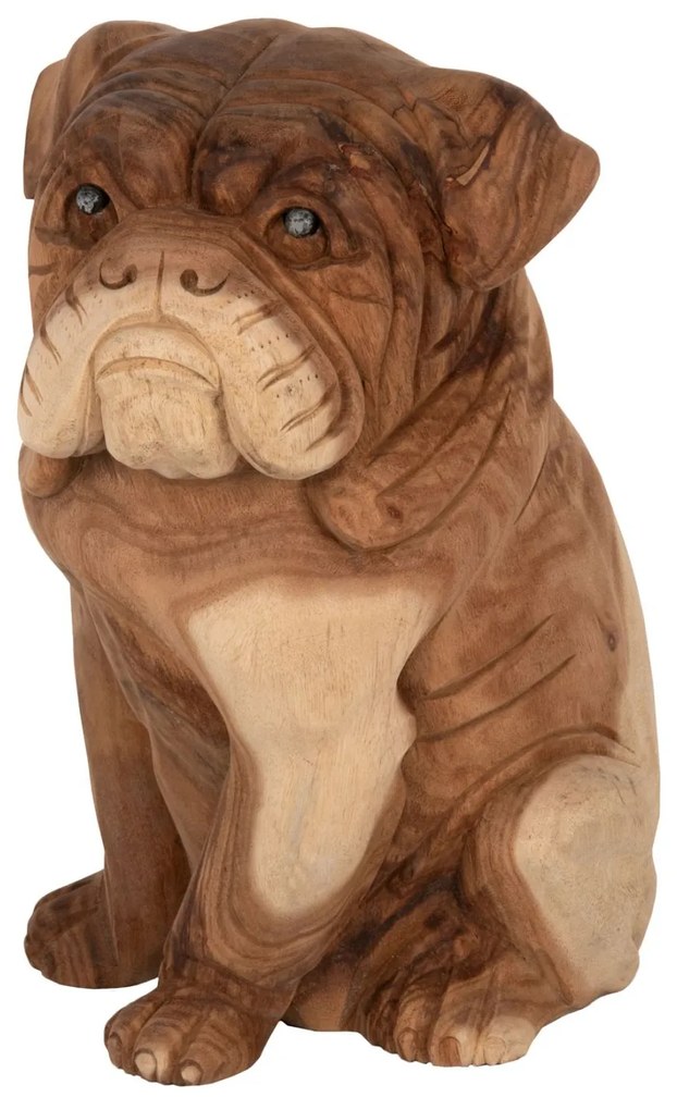 Διακοσμητικό Δαπέδου Dozer Bulldog Ξύλο Suar Σε Φυσικό Χρώμα 26x27x40Y εκ.