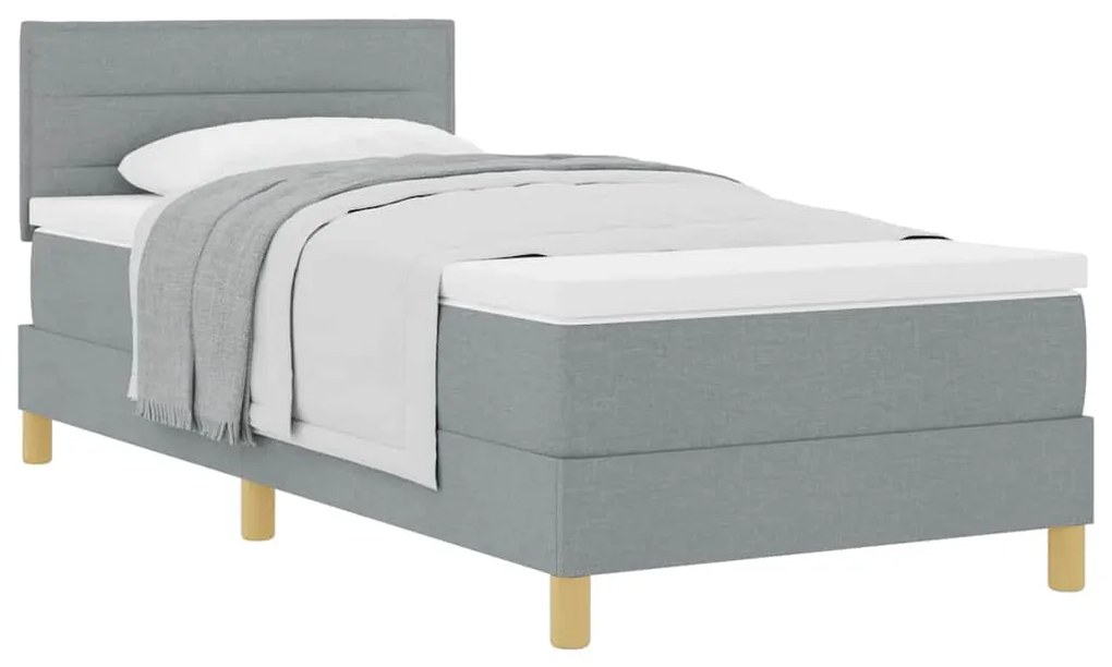 vidaXL Κρεβάτι box spring με στρώμα Ανοιχτό γκρι 100 x 200 cm ύφασμα