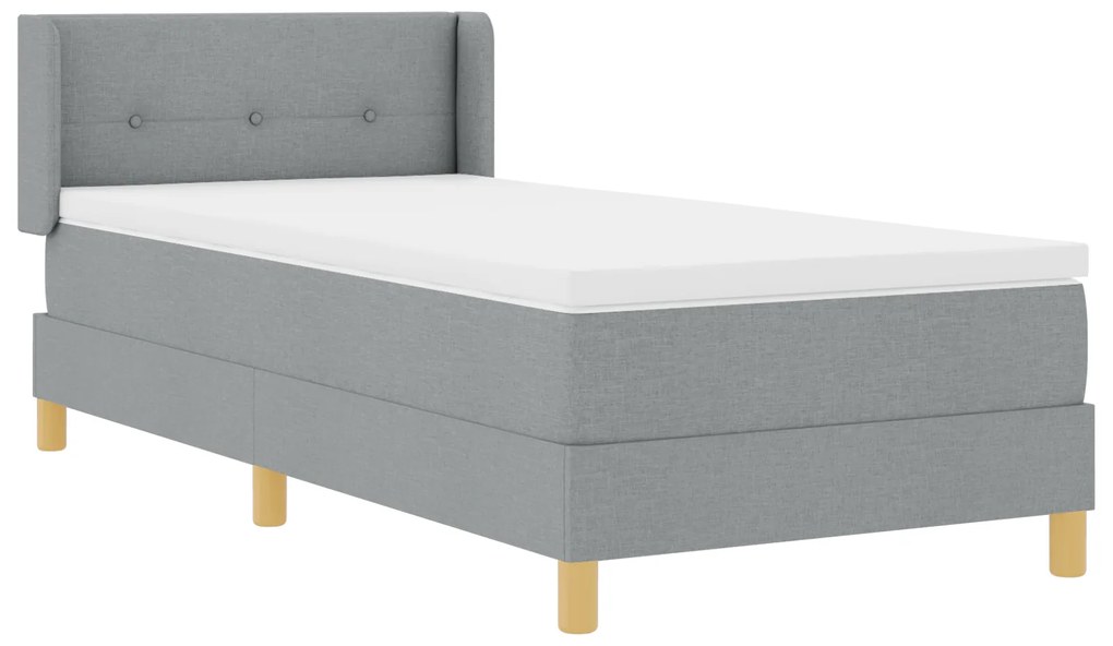 vidaXL κρεβάτι Box Spring με στρώμα σε ανοιχτό γκρι, 90 x 200 εκ. υφασμάτινο