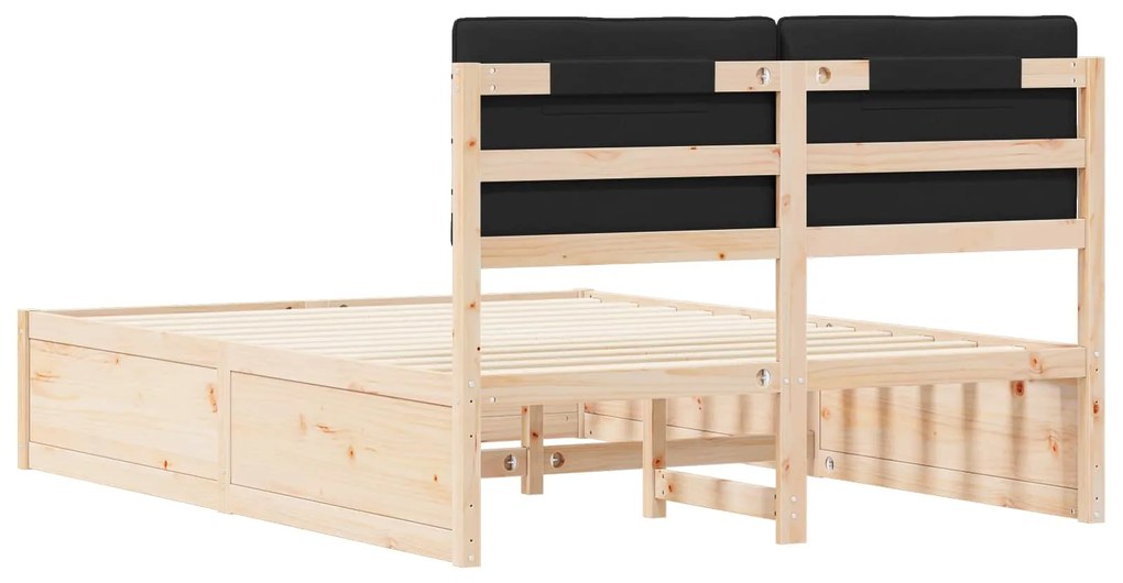 vidaXL Σκελετός Κρεβατιού με Επενδεδυμένο Κεφαλάρι Μαύρο 140 x 190 cm