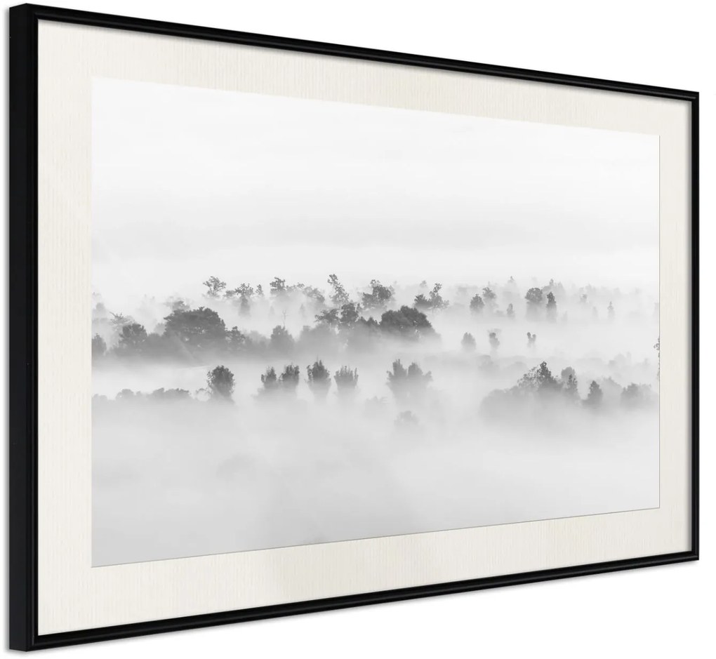 Αφίσα - Fog Over the Forest - 45x30 - Μαύρο - Με πασπαρτού