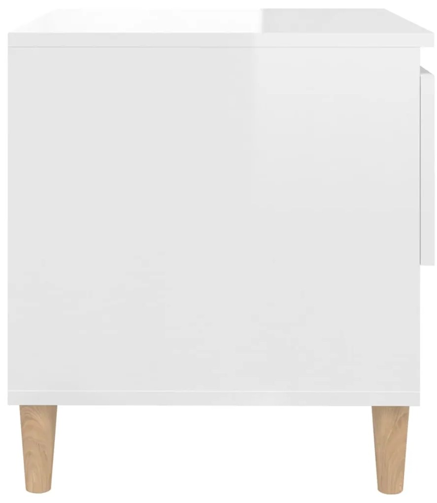 vidaXL Κομοδίνο Γυαλ. Λευκό 50x46x50 εκ. από Επεξεργασμένο Ξύλο