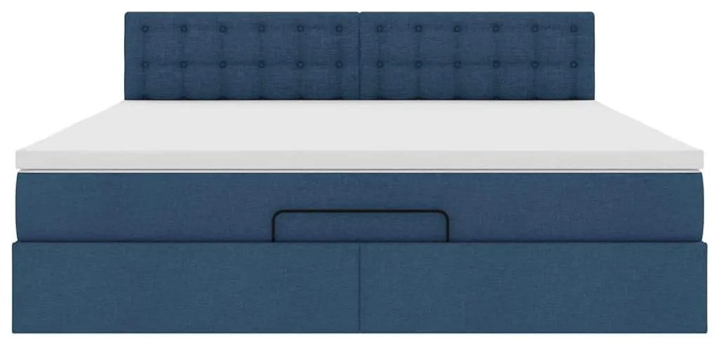 vidaXL Οθωμανικό κρεβάτι με στρώμα μπλε 160x200cm ύφασμα