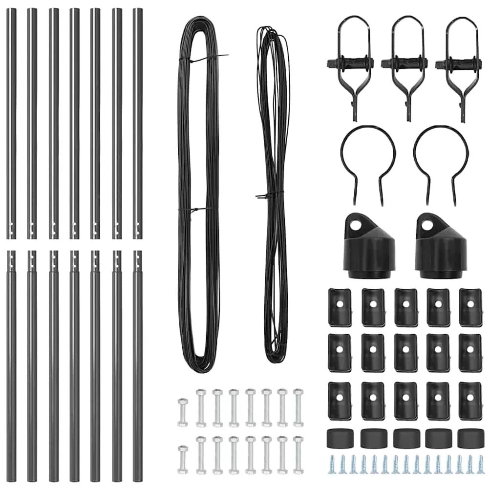 vidaXL Στύλος Περιφράξεων 7 pcs Γκρι Ατσάλι