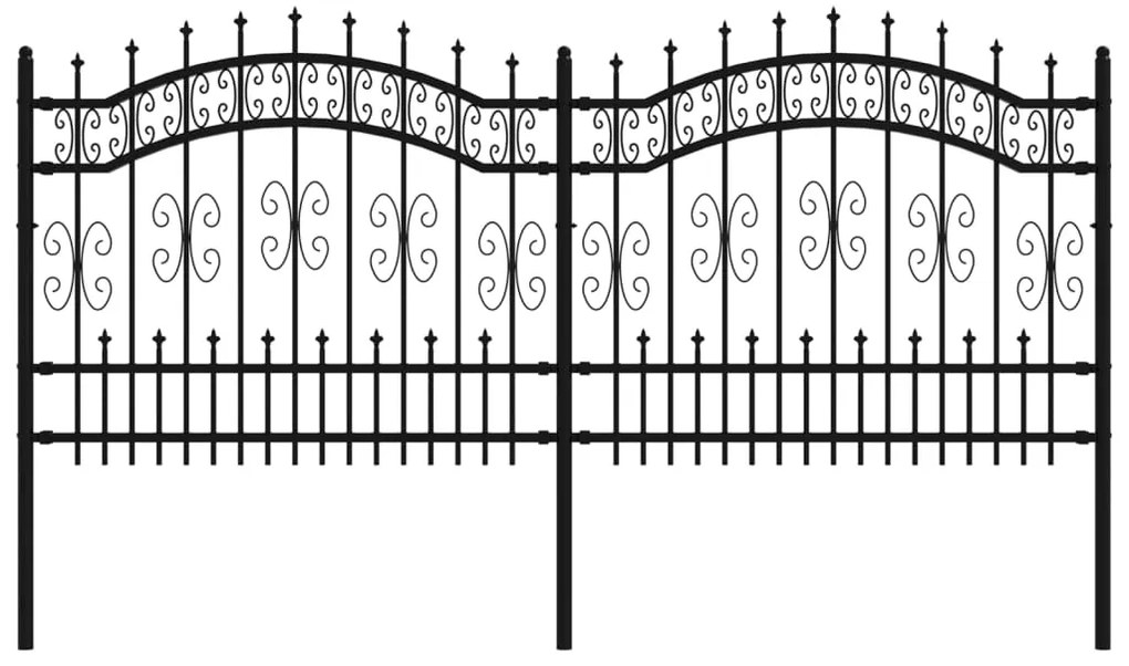 vidaXL Φράχτης με Ακίδες Μαύρος 140 εκ. Ατσάλι Ηλεκτροστ. Βαφή Πούδρας