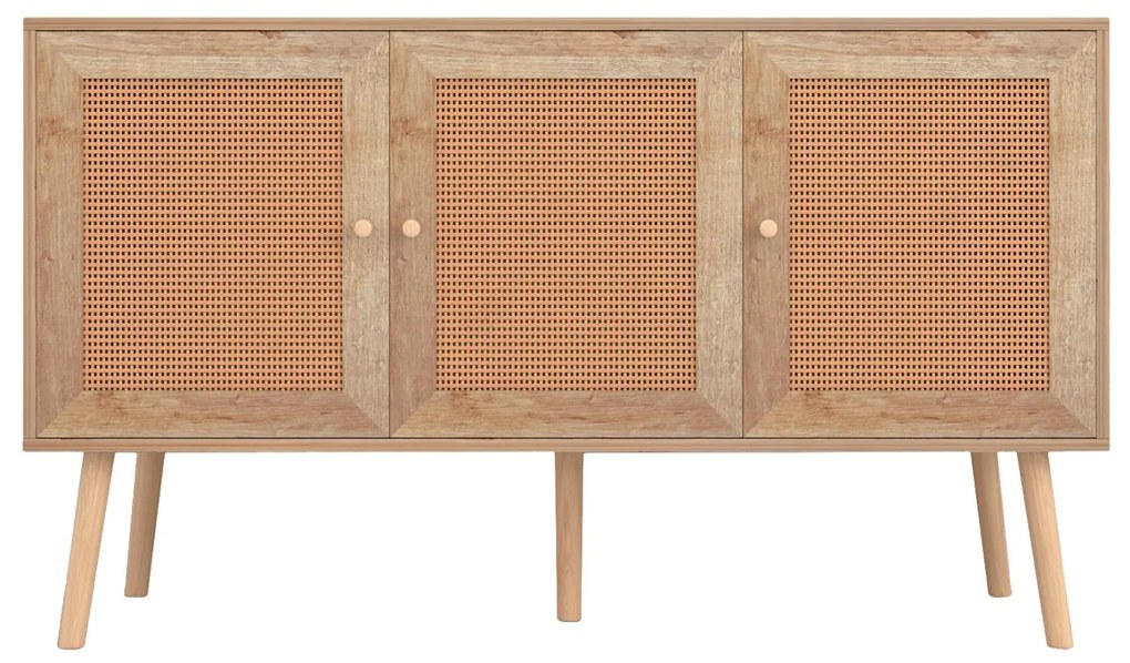 Μπουφές Μελαμίνης Colm-Συνθ. Rattan στις Πόρτες 120x39x70 Υ Εκ.