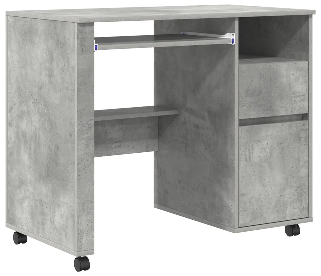 vidaXL Γραφείο Υπολογιστή Concrete Grey Γκρι concrete Μοριοσανίδα Μεσαίο